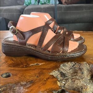 Earth Shoe Gelron 2000 Sandals Womens Size 11 Brown Leather Strappy Open Toe